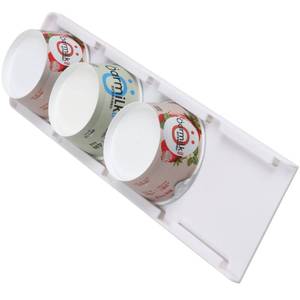 lot 6487 image: Yogurt Organizer for Fridge, Yogurt Holder for Refrigerator Greek and Vegan Yogurt Organizer Slider Yogurt Organizer Sliding Yogurt Holder wAdhesive Tapes for 4 Yogurts of 3.75 inch, 1 Pack