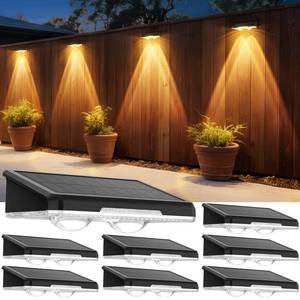 lot 6496 image: APILAB Solar Fence Lights Outdoor 8 Pack - 3 Modes (WarmNeutralCool White), Fence Lights Solar Powered for Outside, IP65 Waterproof, Deck Lighting for Wall, Step, Patio, Pathway, Stairs