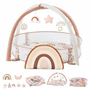 lot 11347 image: Mallify 6-in-1 XL Large Baby Gym & Ball Pit, Play Mat & Play Gym, Combination Baby Activity Gym with Milestone Cards for Sensory Exploration and Motor Skill Development, Balls are not Included
