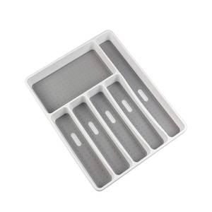 lot 11354 image: LeMuna Silverware Organizer Tray for Drawer, 6 Compartment Kitchen Drawer Organizer, Soft Grip Lining and Non-Slip Rubber Feet, Flatware Plastic Cutlery Tray
