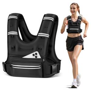 lot 11367 image: Mieakvool Weighted Vests for Women Men, 8 12 16 20 lb Weighted Vest with Storage Pockets, Rucking Vest with Reflective Stripe, Adjustable Straps Weight Vest for Running, Walking, Workout, Training