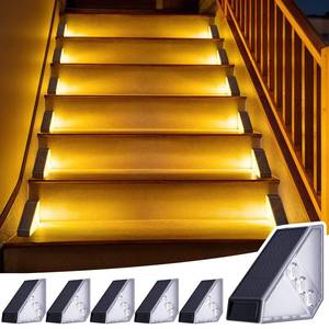 lot 11381 image: JSOT Solar Step Stair Lights Outdoor Yard Decor 6 Pack, IP65 Waterproof Deck Lighting for Outside Solar Powered, Solar Garden Light Decor for Fence, Backyard, Front Porch Step, Balcony, Wall and Patio