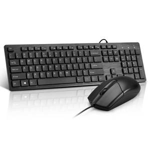 lot 11382 image: Wired Keyboard and Mouse Combo, Full-Sized Ergonomic Computer Keyboard and Optical Wired Mouse for Windows, Mac OS DesktopLaptopPC-Black
