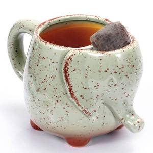 lot 11399 image: Tea Mug Elephant Cup Ceramic 15oz Tea Mug with Tea Bag Holder Ceramic Green Unique Cup Great for a Tea Lover
