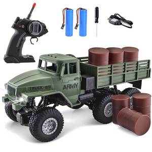 lot 12368 image: JPJCOOY RC Military Truck 6x6 Road Remote Control Car 116 Scale Remote Control Truck 4WD All Terrain Rock Army Transport Vehicle Toy Vehicle for Kids Children Boy Gift