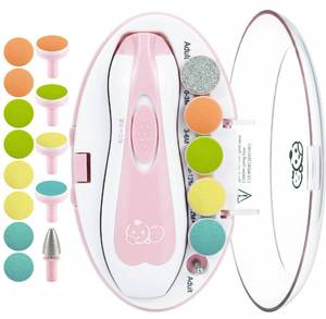 lot 12373 image: Royal Angels Upgraded 21 in 1 Baby Nail Trimmer with Labeled Case, 13 Extra Replacement Pads, Safe Electric Baby Nail File Kit for Newborns & Toddlers, Whisper Quiet Nail Clipper with LED Light (Pink)