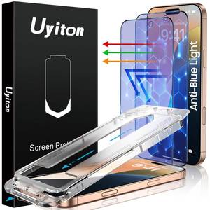 lot 12381 image: Uyiton Compatible with iPhone 16 Pro Screen Protector (Anti-Blue Light) - Easy Fit Shatterproof Full Coverage Case Friendly 9H Tempered Glass Screen Protector for iPhone 16 Pro, 2 Pack
