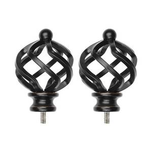 lot 12406 image: KAMANINA Top-Bead Twisted Cage Replacement Finials for 34 or 58 Inch Curtain Rod, Black,2pcs-New