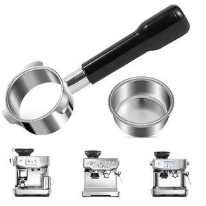 lot 12421 image: 54mm Bottomless Portafilter for Breville Barista Express 18g Filter Basket Fit Breville 54mm Espresso Machines (BES870XL 880BSS 878BSS 840XL 500BSS 450BSS Duo Temp Pro) Black Portafilter (Used)
