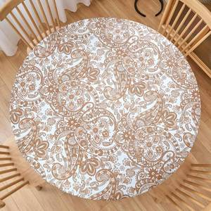 lot 12429 image: LIBERECOO Luxury Paisley Round Vinyl Tablecloth with Flannel Backing - Waterproof, Oilproof, Wipeable Dining Table Cover for IndoorOutdoor Use - 40-44 Diameter