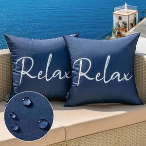 lot 12431 image: MIULEE Outdoor Waterproof Throw Pillow Covers Set of 2 Relax Decorative Outdoor Square Pillowcases for Chair Patio Garden Couch Tent Balcony Sofa Blue 18x18 Inch