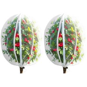 lot 12437 image: 2 Pack Bird Netting for Fruit Trees with Zipper & Drawstring �� 3.3x4.6FT Garden Plant Covers, Reusable Protection for Blueberry Bushes, Tomato Plants, Cherry Trees �� Blocks Birds, Cicadas & Pests
