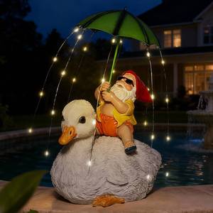lot 13290 image: ZESTYEUX Solar Funny Garden Gnome Duck Figurine LED Lights Decorations for Yard Sculpture Outdoor Statue