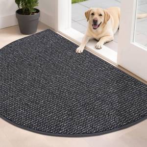 lot 13295 image: BEQHAUSE Dirt Trapper Door Mat 32 x 48 Half Circle Non-Slip Washable Doormats Entrance Rugs Absorbent Welcome Low Profile Floor Mats for Front Back Door and Entryway, Charcoal