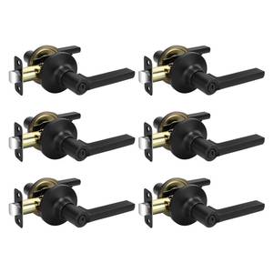 lot 13305 image: Haidms Black Door Handles Interior, Privacy Matte Black Interior Door Handles for Bedroom Bathroom, Door Levers Right&Left Handing, 6 Pack