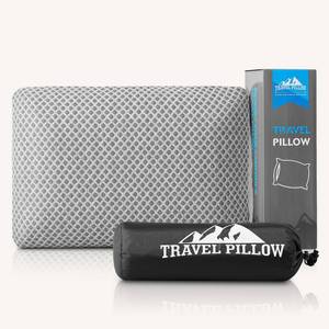 lot 13306 image: PEUJEW Travel Pillow Memory Foam Pillows, Camping Pillow-Compressible Medium Firm, Breathable Cover, Ideal Backpacking Hiking, Bed Pillows, Airplane and Car (Light Grey, L)
