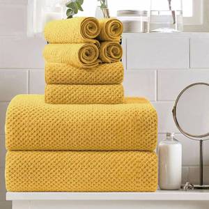 lot 13319 image: 8 Piece Large Yellow Family Bath Towel Set-2 Oversized Bath Towel Sheets,2 Hand Towels,4 Washcloths-600GSM Soft Highly Absorbent Quick Dry Beach Chair Towels Woven Towels for Bathroom Hotel and Spa