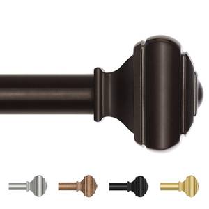 lot 13320 image: USFOOK Bronze Curtain Rod 32 to 58 Inch(2.6 to 4.8 ft) with Brackets, 78 Inch Splicing Single Curtain Rods for Windows 20 to 54 In, Adjustable Decorative Curtain Pole with Square Finials