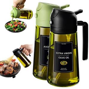 lot 14080 image: CXINYI - 16oz470ml Olive Oil Dispenser for Kitchen with Stickers - 2 in 1 Olive Oil Sprayer for Cooking, Air Fryer, and Salad, Black&Green (Light-Proof Kitchen Gadget)