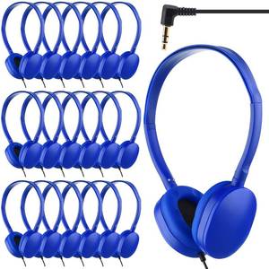 lot 14088 image: Konohan 18 Pack Class Set Headphones for Students Bulk Headphones for Classroom School Adjustable 3.5mm Wired Earphones Classroom Must Haves Teacher Supplies(Blue)