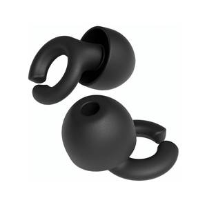 lot 14094 image: Hush Hoops Ear Plugs, Ultra-Soft Reusable Noise Reducing Earplugs with Horseshoe Shape for Comfort, 4 Tip Sizes for Customizable Fit, 17dB (NRR) Noise Reduction Rating, Black, 1 Pair with Travel Case