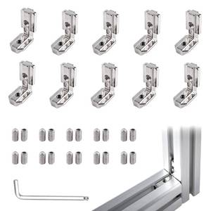 lot 14101 image: 10 Sets Silver 4040 Interior Corner Connector Kit �� L-Shape Inside Bracket with Screws for 40 Series Aluminum Extrusion Accessories, 8mm T Slot Extruded Aluminum Accessories