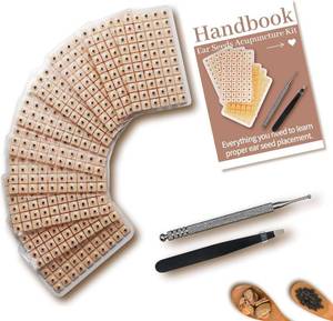 lot 14105 image: 600-Piece Ear Seeds Kit �� Natural Vaccaria Seeds for Auricular Acupressure �� Complete Reflexology Set with Acupuncture Pen, Tweezers & Ear Chart �� Non-Invasive Self-Adhesive Beads for Wellness