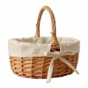 lot 14110 image: Nishiyuenyi Small Wicker Basket Wicker Picnic Basket Storage Basket Bread Basket, Eggs Candy Basket for Candy Harvesting Photography Prop