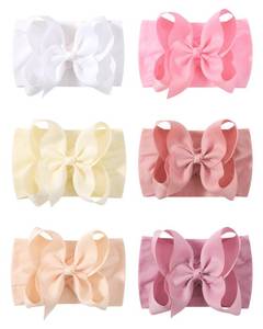 lot 14112 image: doboi 6PCS Baby Girl Bows Big Baby Headbands Ribbon Bow Nylon Headbands Hair Accessories Baby Bows for Baby Girls Infant Newborn Toddler-PINK