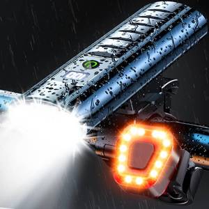 lot 14113 image: Bike Light Set, Prasky Rechargeable Bicycle Lights Front and Rear, Super Bright LED Headlight, IP65 Waterproof Multiple Modes Road Mountain Bike Lights for Night Riding
