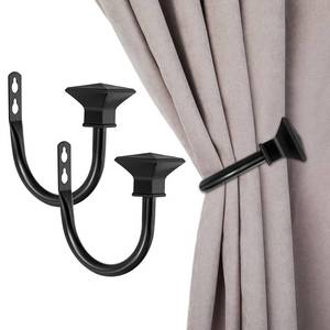lot 14117 image: Sumnacon Set of 2 Curtain Holdbacks, Wall Mounted Aluminum Alloy Window Drapery Tiebacks for Bedroom, Livingroom Office Come with Screws, Black
