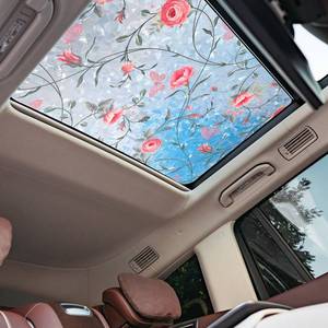 lot 14122 image: Beeveer Stained Vintage Sunroof Sun Shade Film Static Clings Vinyl 3D Decals for Car Decoration UV Sun Protection for Moonroof & Side Windows, Car Camping Accessories(16.9 x 39.4 Inches,Rose)