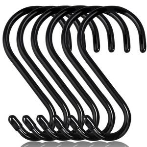 lot 14130 image: DINGEE 6 Inch Heavy Duty S Hooks, Large S Hook for Hanging Plants, Vinyl Coated S Hook 6 Pack Sturdy Non Slip Black S Hooks for Hanging Closet,Bird Feeders,Kitchen,Large Object,Garden Tools