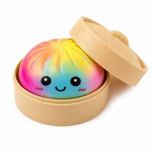 lot 14131 image: Crossunx Orange Tie-Dye Dumpling Squishies Stress Balls, Colorful Squishies Dumpling Fidget Sensory Toy with Food Steamer, Squeeze Dough Ball for Stress Relief, Stretchy Desk Toys Gift