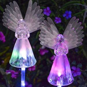 lot 14133 image: 2 Pack Solar Powered Angel for Cemetery Decorations,Garden Stake Light Multi-Color Changing LED Waterproof Lawn Decorative Light for Garden Yard Patio Cemetery Grave Decorations