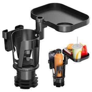 lot 14143 image: KDD Car Cup Holder Expander - 3 in 1 Cup Holder Adapter with Adjustable Base - Detachable Phone Holder & 360° Rotation Food Tray for Car - Compatible with Vehicles, Car, Road Trip Essentials