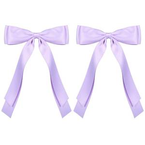 lot 14150 image: 5.5 Light Purple Hair Ribbon Hair Bow Clips Silky Satin Barrettes Alligator Hairpins for Girl Women Mothers Day Gift Easter Spring Wedding Bridesmaid Outfit Dress Accessory