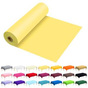 lot 14156 image: JHDZDHY 54 Inch X 100 Feet Plastic Table Cover Roll Premium Disposable Plastic Tablecloth for All TypeShape Tables  Picnic, Party, Banquet, Birthdays, Weddings (Light Yellow, 54 Inch X 100 Feet)