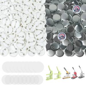 lot 14161 image: Onemorello 200 Sets Button Maker Supplies, 0.98 inch  25mm Button Parts Buttons Supplies, Approx. 1 in Blank Badge Parts with Blank Paper for Buttons Maker Machine Pin Maker Press