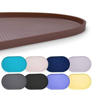 lot 14180 image: Hubulk 100% Waterproof Silicone Pet Feeding Mat with Raised Edge for Food and Water, Dog Bowl Mats, Cat Bowls Placemat with High Lip Protects Floor for Cats and Dogs (Brown, 19 L x 12 W)