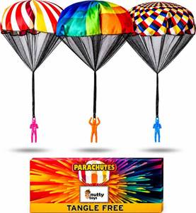 lot 14209 image: nutty toys Parachute Toys for Kids - Tangle Free Outdoor Flying Parachute Men, Top Indoor & Outside for 3 4 5 6 7 8 9 10 11 12 Year Old, Best Easter Basket Stuffers Idea 2026, Unique Boy & Girl Gifts