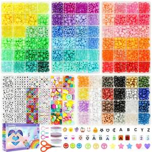 lot 19650 image: Gionlion 96 Colors 3550 Pcs Pony Beads Bracelet Making Kit, 5 Boxes Friendship Bracelet Kit with Letter Beads 6x9mm Rainbow Bead for Bracelets Jewelry Keychain Making Kit, Mothers Day Gifts Gifts