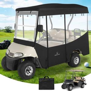 lot 19653 image: Golf Cart Enclosures 4 Passenger 80 Extended Roof for Ezgo RXV,600D Clear Rain Cover Driving Enclosure 4 Seater,Full Roll Up 4 Sided Transparent Windows&Door Heavy Duty Zipper,Side Mirrors Openings