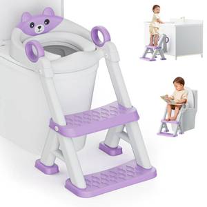 lot 19669 image: Potty Training Seat, Toddler Toilet Seat With Steps, 2 In 1 Toddler Potty Training Toilet With Splash Guard, Anti-Slip Step Stool Soft Mat, Adjust High Potty Seats For Toddlers Kids Boys Girls