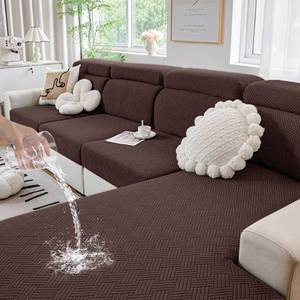 lot 19674 image: hyha Waterproof Couch Cushion Covers, Stretch Magic Sofa Seat Slipcover, Waterproof Sectional CouchSofa Cushion Covers for Pets Washable with Elastic Bottom(Large, Chocolate)
