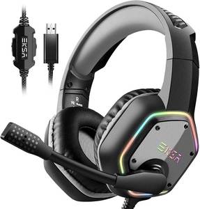 lot 19682 image: EKSA E1000 USB Gaming Headset for PC, Computer Headphones with MicrophoneMic Noise Cancelling, 7.1 Surround Sound, RGB Light - Wired Headphones for PS4, PS5 Console, Laptop, Call Center