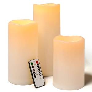 lot 19686 image: Lumeavetra 6 8 10 x 4 Large Waterproof Outdoor Flameless Candles Battery Operated LED Pillar Candles for Indoor Outdoor Lanterns, Off White, Long Lasting, Set of 3