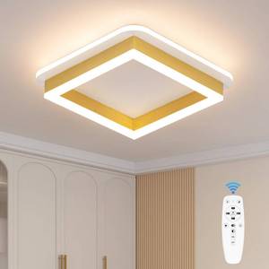lot 19687 image: Vloitgol LED Flush Mount Ceiling Light Fixtures, 3000K-6000K Dimmable Hallway Light Fixtures with Remote Control Acrylic Square Ceiling Lamp for Kitchen Laundry Bedroom Bathroom (Gold)