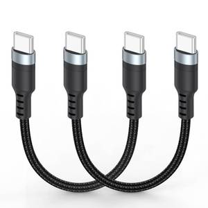 lot 20004 image: Short USB C to USB C Cable 3 inch 2Pack, 60W PD Fast Charging Type-C Cord, USBC 2.0 480Mbps Data Transfer Braided Compatible with Travel Power Bank, iphone171615, Galaxy, Google Pixel, iPod Pro, SSD