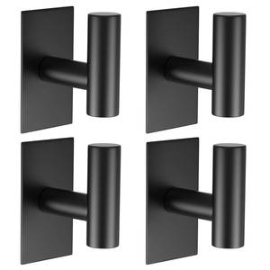 lot 20010 image: VAEHOLD Wall Towel Hooks, Heavy Duty Sticky Holder Waterproof Towel Hooks for Hanging Coat, Clothes, Closet Hook Wall Mount for Kitchen (Black, 4 Pack)
